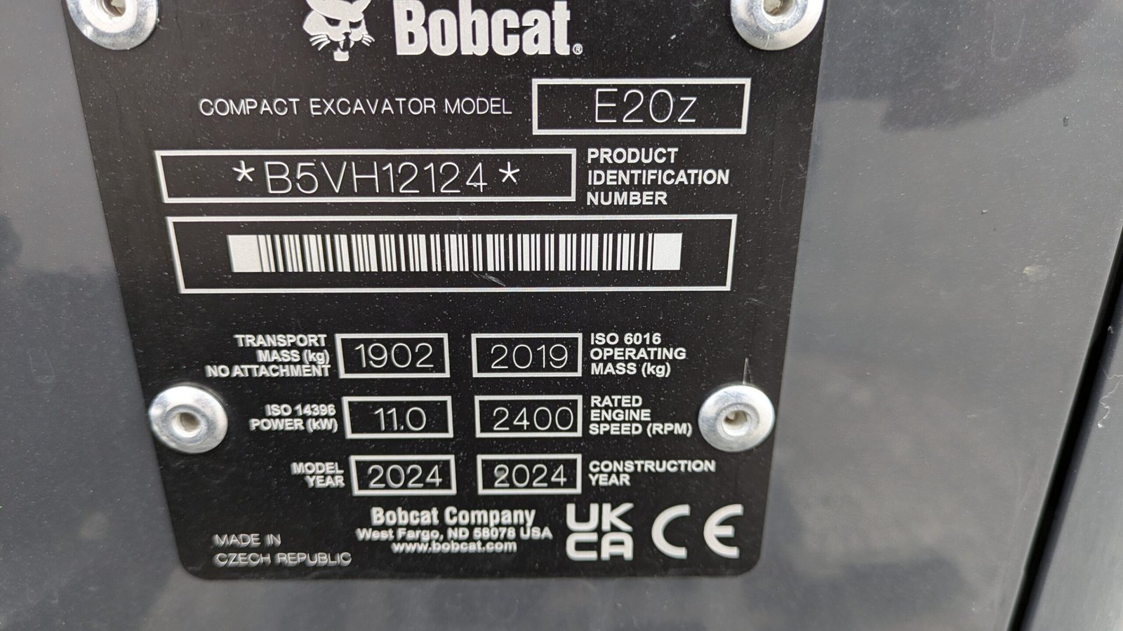 MINI PELLE BOBCAT E20Z 2024 SANS GOGETS – Image 7